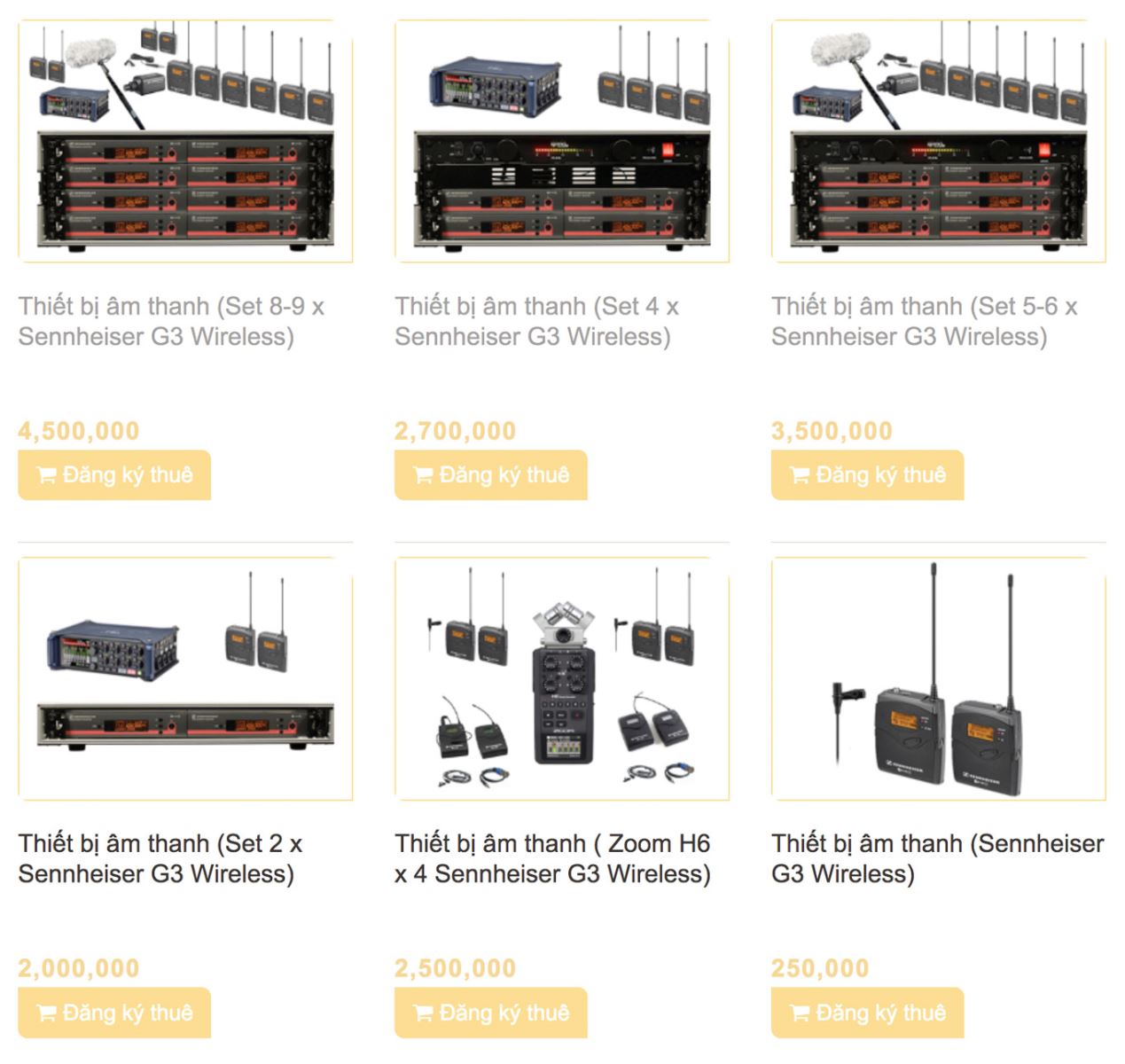 Price list for renting audio equipment